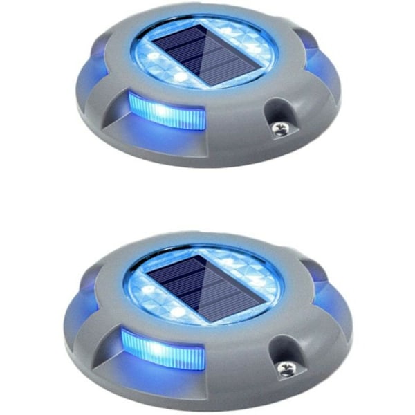 Solcellsbelysning för Däck, Uppfart, Sollampa, Utomhus LED-Ljus, Vattentät för Trädgård, Brygga, Stigen, Gräsmatta, 2-pack (Blå)