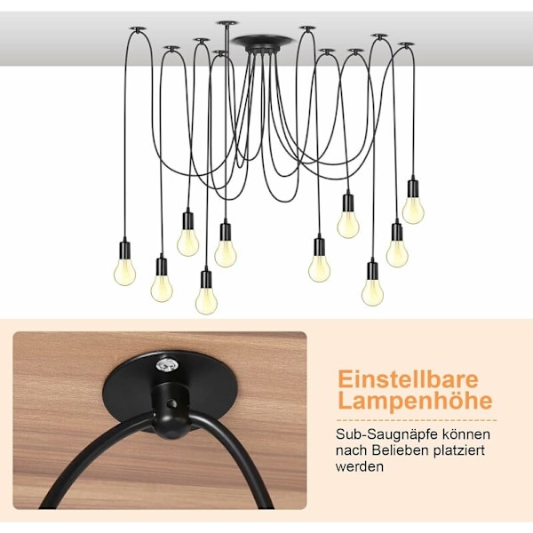 Spider Chandelier DIY Taklampe Hengelampe Hengelampe Brakett Retro Industriell Taklampe Spisestue Soverom Stue Spisestue