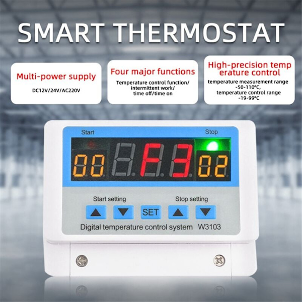 W3103 AC 220V Max Digital Termostat 30A Temperaturregulator Väggbrytare DC 12V 24V Termostat