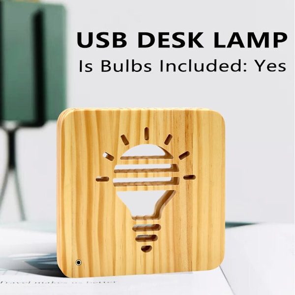 3D-puinen pöytälamppu LED-puulamppu USB-käyttö Lämmin väri Syntymäpäivä Makuuhuoneen sisustus