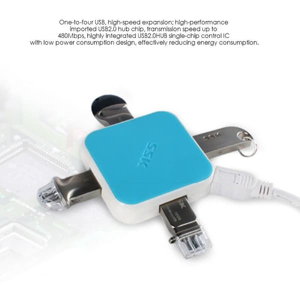 SHU030 Computer USB HUB, En til fire USB-splitter 1,2M Systemkompatibel Windows XP/Vista/7 Linux2.4 OS 9.1 eller nyere