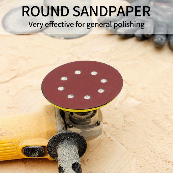 60 st 5 tums sandpapper med 60 80 120 180 240 320 korn för elektrisk slipmaskin