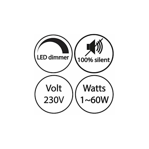 Ljusdimmer med Rotationsbrytare, Spänning 220-230V, Vit Färg, för Dimbara LED-lampor