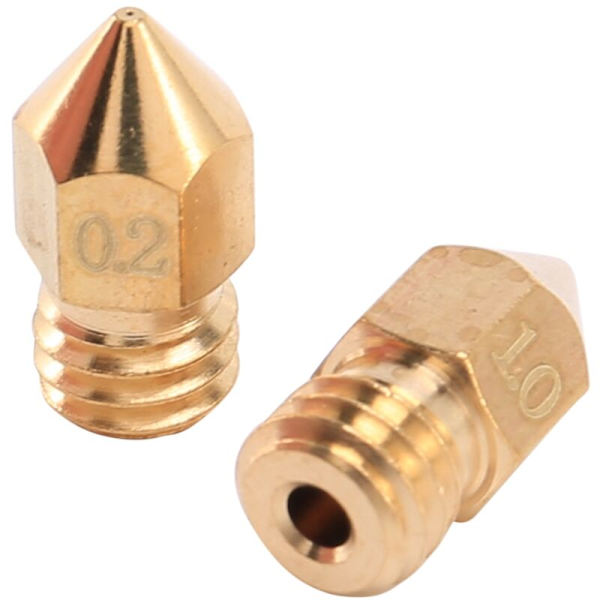 18 stk. 3D-printerdyser M6 messingdyse-udskrivningsekstruder (2 x 0,2 mm + 2 x 0,3 mm + 6 x 0,4 mm + 2 x 0,5 mm + 2 x 0,6 mm + 2 x 0,8 mm + 2 x 1,0 mm) til