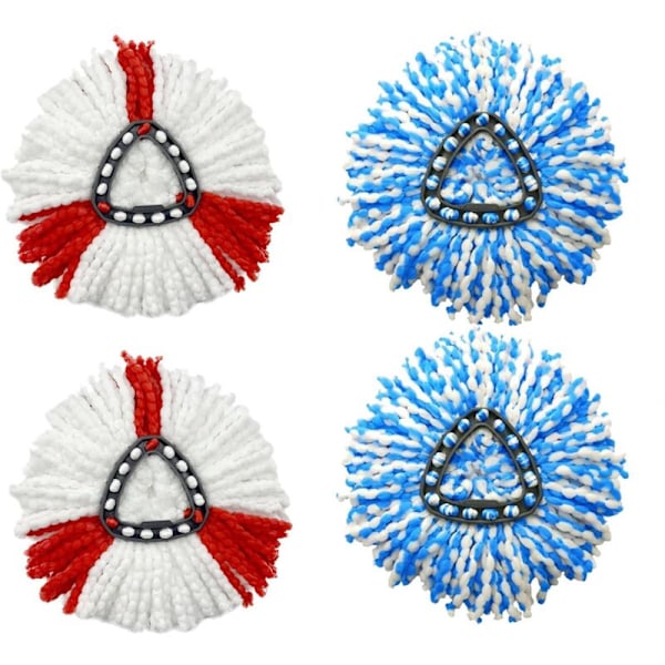 4 kpl Mini Mop Head - Täyttö, Pyörivä Mikrokuitu Vaihto EasyWring RinseClean - Vaihto Täyttö
