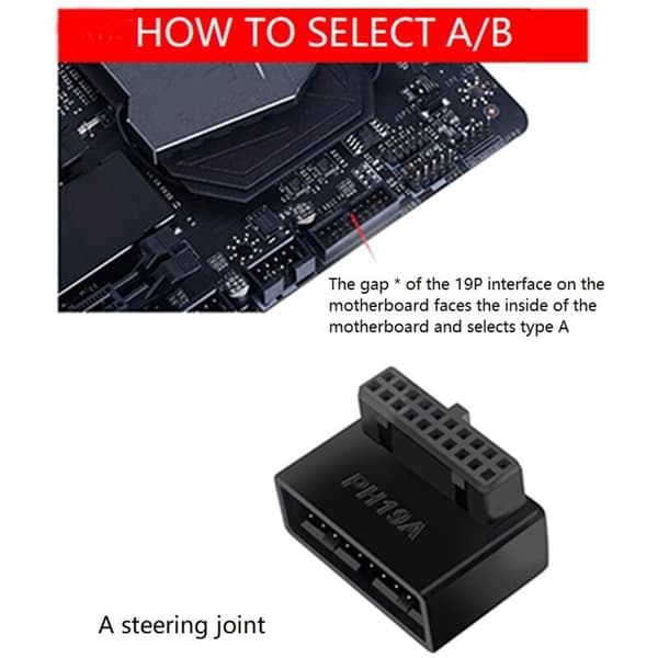 2 stk. PH19A computerbundkort header USB3.0 19/20P sokkel 90 graders konverter desktop bundkort adapter