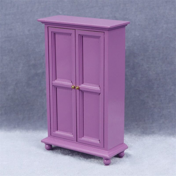 1:12 Nukenukkekoti Makuuhuone Violetti Vaatekaappi Simulaatio Miniatyyrikaappi Nukenukkekoti Koristeluun Lasten Leikki