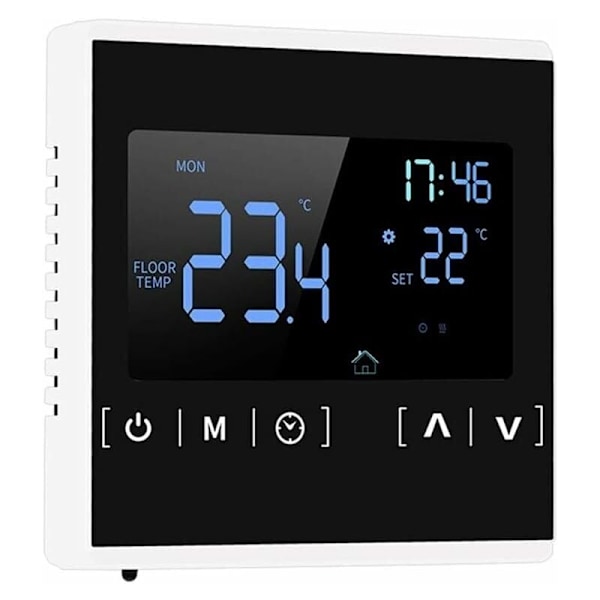 Termostat til elektrisk gulvvarme, programmerbar temperatur og LCD-display med dobbelt temperatur og dobbelt styring, 3 meter ekstern sensor kabel