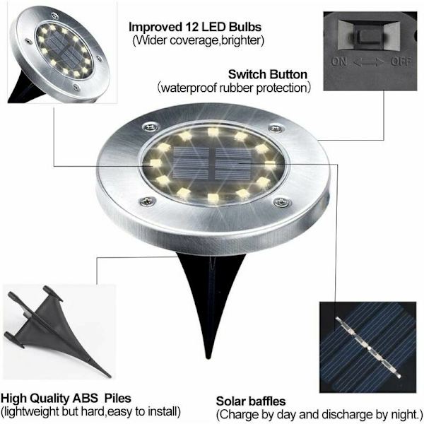 Solcellelampe Udendørs Have 8 Pak 12 LED Solcellelys Udendørs Solcellehave Varmt Lys IP65