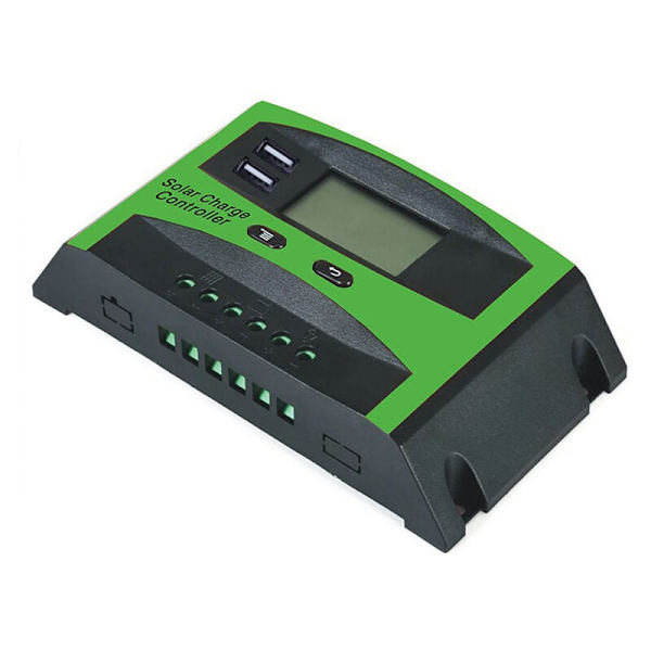 30A Solcellelader 12V 24V LCD-funksjon Dobbel USB-utgang 5VDC Solcellepanel Batteriladingsregulator