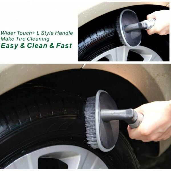 Bil T-formet dekkbørste, kort håndtak buet dekkbørste, rengjøringsbørste, dekkbørste for bilvaskverktøy