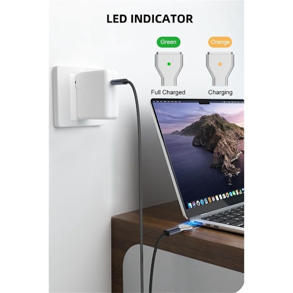 USB C till magnetisk 3 140W laddningsadapter kompatibel med Pro 2023 (M2, 14/16 tum), för 2022 (M2)