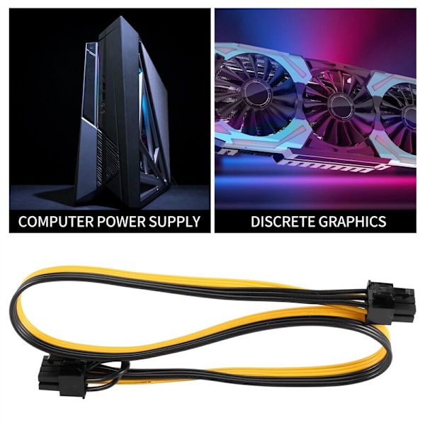 6 stk PCI-E til 8-polet (6+2) (Han Han) GPU Strømkabel 50 cm til Grafikkort Mining Breakout Board