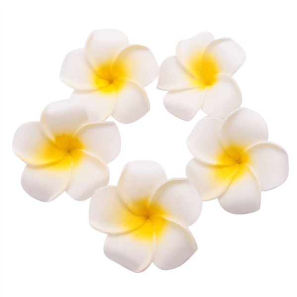 200 stk. serie hvide skum hawaiianske frangipani kunstige plumeria blomsterblade hætte hår hat krans DIY bryllup dekoration 5cm