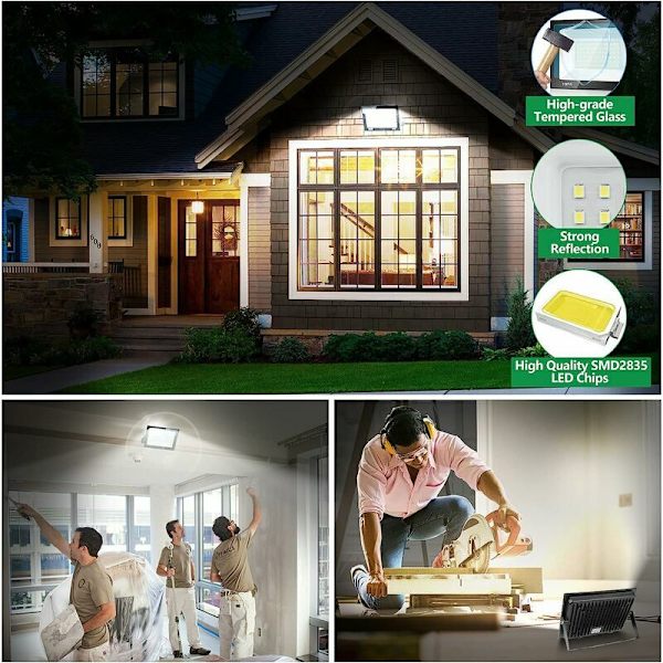 100W LED-ulkovalaisin, 10000LM 7000K Ulkovalaistus, 144 sirua IP67 Vedenkestävä kylmävalkoinen LED-turvavalaistus, Ulkovalaistus