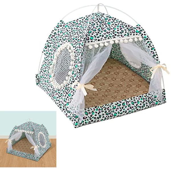 Sommerbed for katt, kattetelt, kattehus, hule, komfortabel seng for katter, hule kattehus, katteseng, kjæledyrkatteseng (38X38Cm)