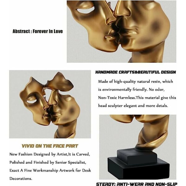 Modern skulptur, gyllene abstrakta konstfigurer, vardagsrumsdekoration, pargåva, inredningsstaty, harts