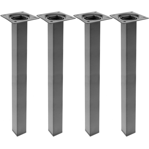 Kvadratiska bordsben för möbler och skrivbord i svart stål 40 cm 4-pack