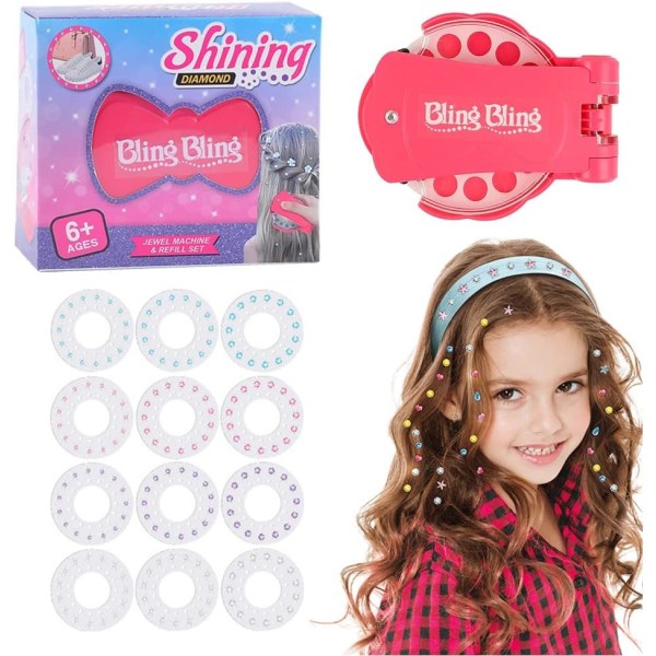 Magic Drill Kit med 180 hår ædelstene, boremaskine, hår perle stempel, smykke refill sæt til piger børn hår mode