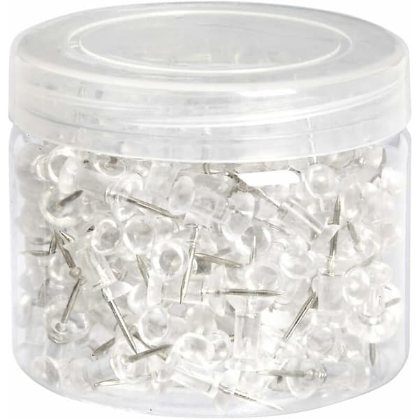 Trykknapper Plasthode Transparent Stålspiss, Pakke med 200