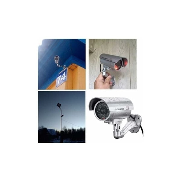 2 x Falsk Kamera Dummy Utomhuskamera för Inomhus- eller Utomhusbruk med Blinkande LED-Kula Form (Silver)