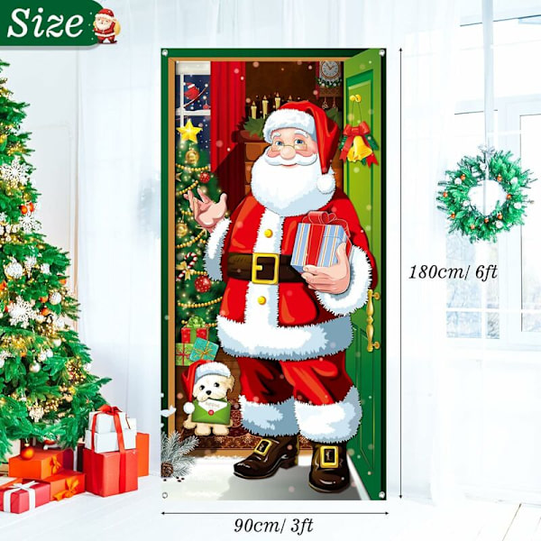 Jultomtedörrskydd Jul Dörrbanderoll Hängande Jultomte Bakgrundsbanderoll för Vintersemester Dekoration Entré Hem