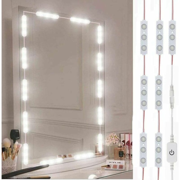 LED-sminke-speillys, sminkelys i Hollywood-stil, 12 W Ultra Bright White LED, dimbar berøringskontrolllysstripe, for sminkebord og bad