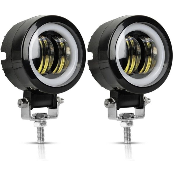 2 stk motorsykkel LED arbeidslys LED frontlys 20W tåkelys med blenderåpning bil LED engeløye spotlight