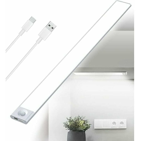 USB-ladbare LED-lys under skap med bevegelsessensor - Justerbar belysning, brukes for innendørs trapper.
