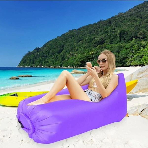Oppblåsbar sofa, oppblåsbar hengekøye, luft oppblåsbar sofa, oppblåsbar stol, bærbar pakke for reise, camping, fotturer, svømmebasseng og strand
