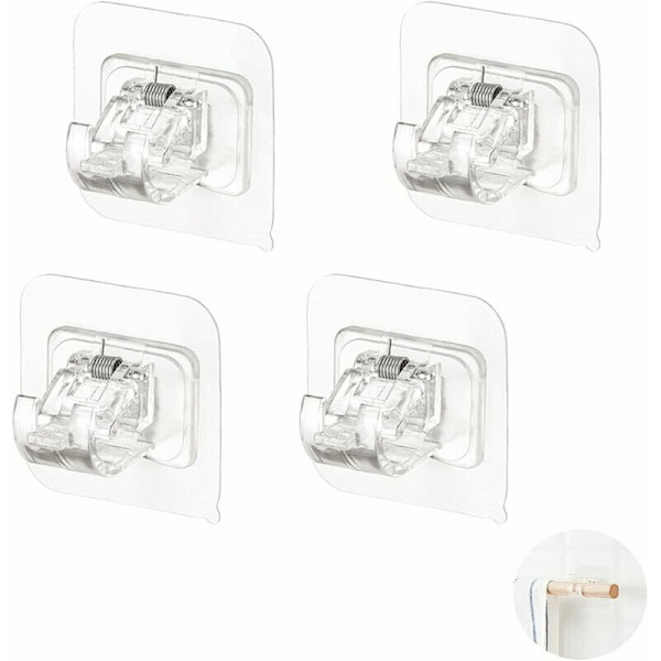 Borrfria gardinbeslag krokar, SL.GT, självhäftande gardinstångsbeslag, självhäftande gardinstångsbeslag (4-pack)