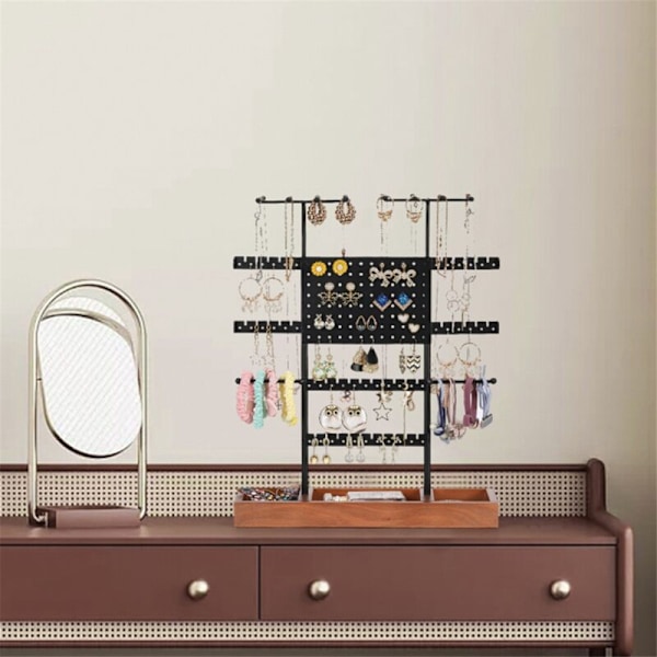 Træbase Stativ, til Justerbar Højde Organizer, Display Tower Metal Holder
