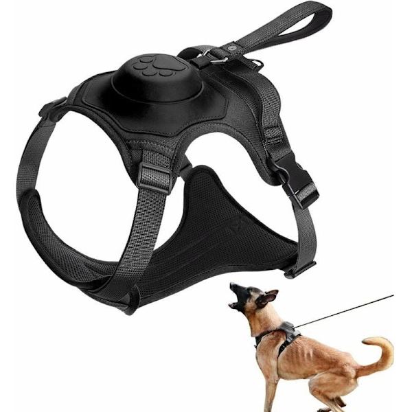 Hundkoppel, Hundsele och Dragkoppel – Allt i ett Hundsele – Inbyggd Automatisk Låsbar Teleskopkoppel (storlek: M)