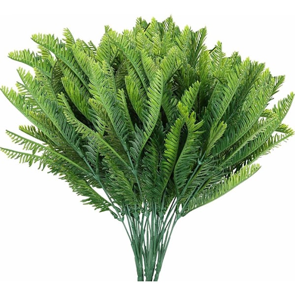 Kunstige planter Boston bregne hengende grønn kunstige planter (6 STK) - Plast kunstig blomst grøntområder grener for utendørs / innendørs, hage, Ta
