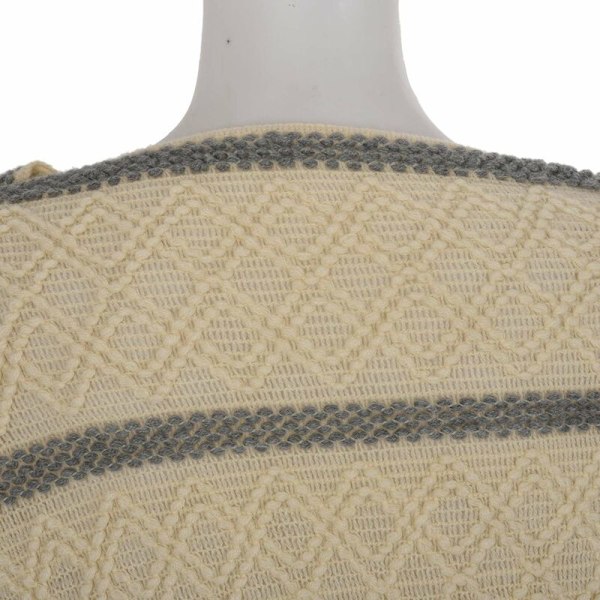 Kvinners Oversized Heklet Uregelmessige Striper V-hals Dusj Sjal Damer Casual Løs Frakk Skjerf Cap Genser Jakker Aprikos