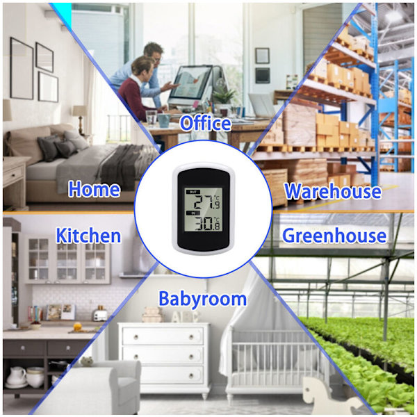 LCD Digital Trådløs Innendørs og Utendørs Termometer Kjøleskap Reservedeler - DENUOTOP