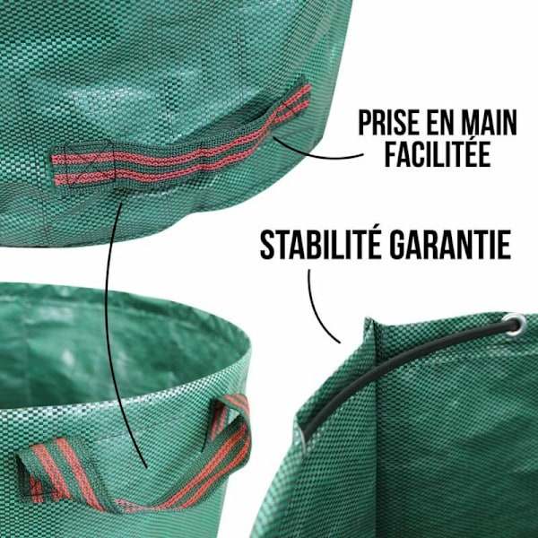 Set med 3 160L sopsäckar i PP 150g/m² självbärande
