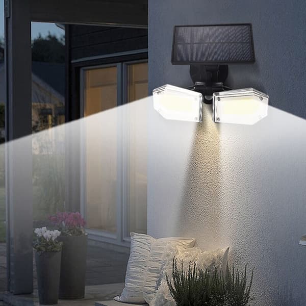 Udendørs solcellelamper Bevægelsessensorlys Dobbelt roterende hoved Sikkerhedslys til havehegn Terrasse Garage