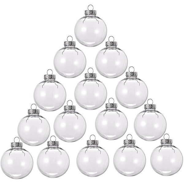 15 stk runde gjennomsiktige julekuler til DIY-fylling, plast julekuler julekuler juletredekorasjoner
