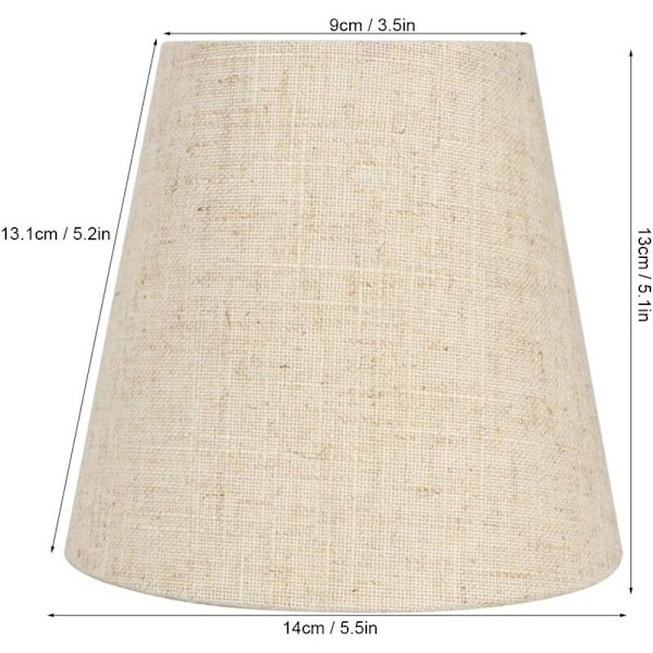 Kampagne, sæt med 6 små lampeskærme, lampeskærm i hessian til bordlampe og gulvlampe, beige nordisk lysekrone lampeskærm 3,5 x 5.