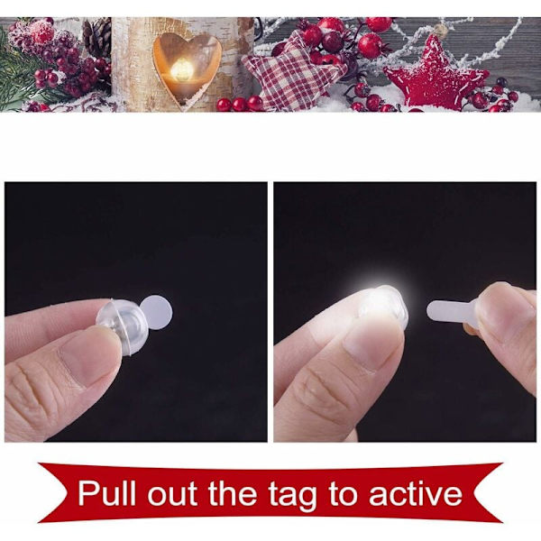 50 stk. Mini LED Ballonlys, Papirlys Bold Lys Lampe til Julefest Dekorationer