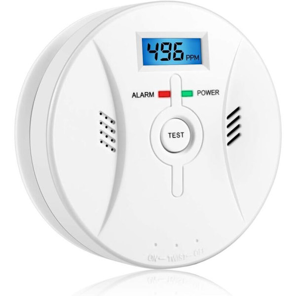Kulmonoxidalarm med LCD-display CO-detektor Høj 85 dB alarm Kulmonoxiddetektor med kulmonoxidsensor Batteridrevet