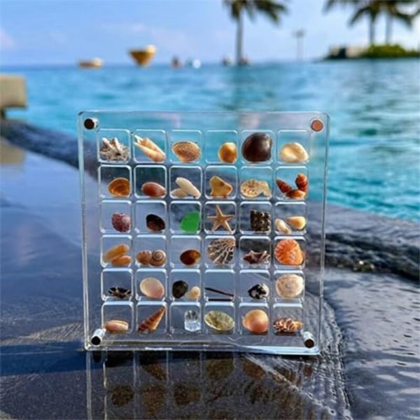 2 stk. Akryl Magnetisk Seashell Display Box Diamant Ædelsten Perler Opbevaring Display Organizer Gitre Klar, C