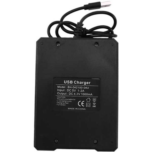 4-slots Genopladelig Batterilader Li-Ion USB Smart til 18350 18500 18650 Aaa