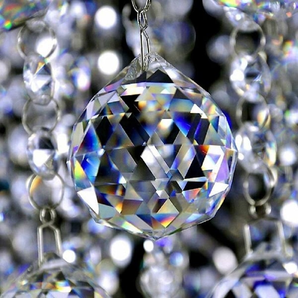 60mm Stor Klar Glas Krystalkugle Krystalkugle Glas Prisme Vedhæng Regnbue Krystal Lysekrone Krystal Dele - Bryllup, Fest, Festlig Borddekoration