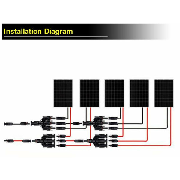 M-C-4-kontakt, hane/hona solpanel T-kontakt M-C-4 parallell PV-anslutningsklämma plugg solenergiadapter splitter koppling kombinerare (M/3F, F/