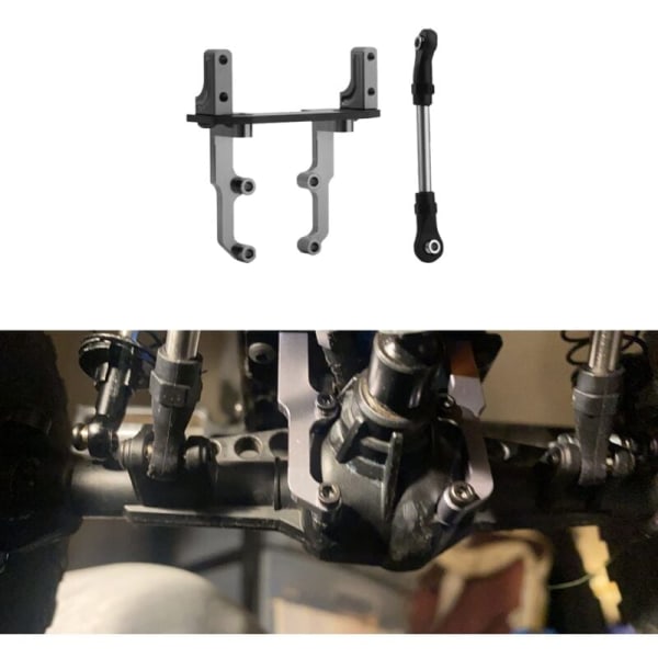 Metall AR44 Axel Servo Fäste med Styrlänk för Axial SCX10 II 90046 1/10 RC Crawler Uppgraderingsdelar, Svart