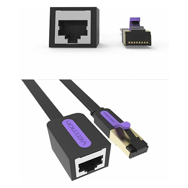 3m Cat7 RJ45 Ethernet-kaapeli jatkokappale, nopea Ethernet-jatkokaapeli - 10 Gbps, RJ45-uros naaras verkkokaapeli, Cat7 Lan suojattu RJ45-johto