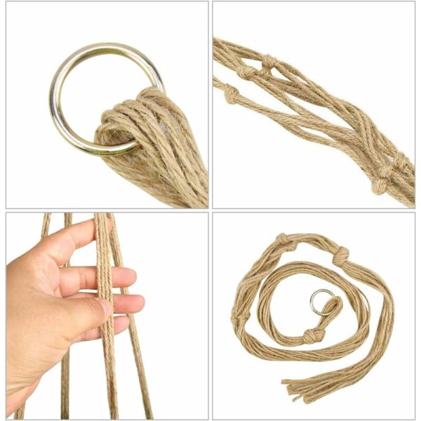4 st Macrame Växthängare, Bomullsrep Växthängare, Handvävda Blomma Krukställ för Hem Kontor Balkong Trädgård Inomhus och Utomhus Dekoration 105c