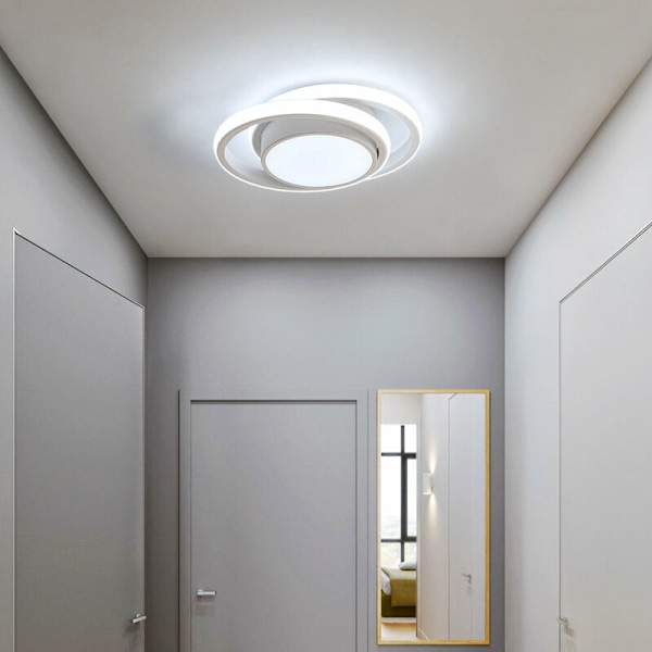 LED-loftslampe, rund loftslampe 32W 2500lm, moderne loftslampe til entre, soveværelse, køkken, stue, køligt hvidt 6000K, længde 34c